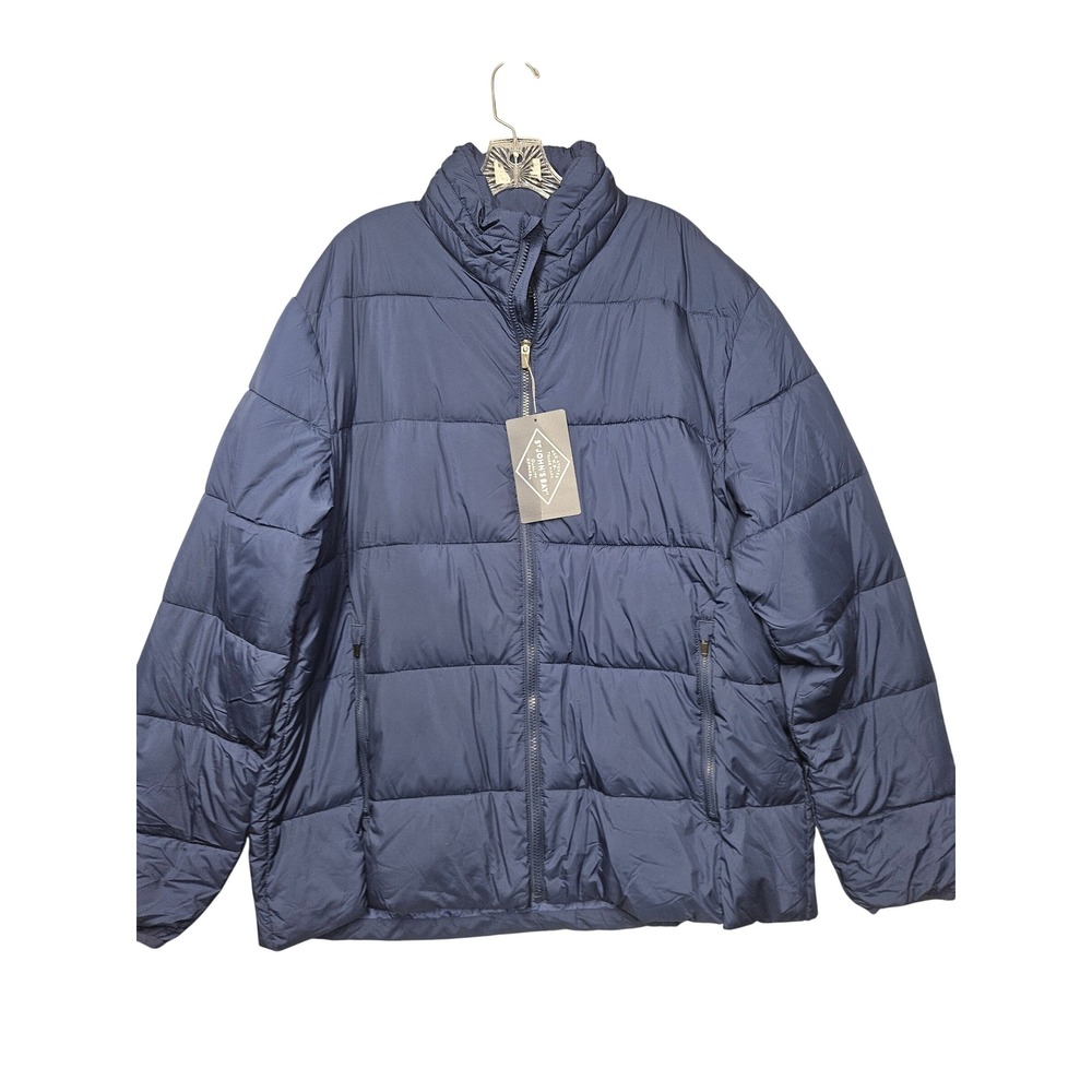St Johns Bay Mens XL Puffer Jacket American Navy Blue Full Zip Quilted New Tag